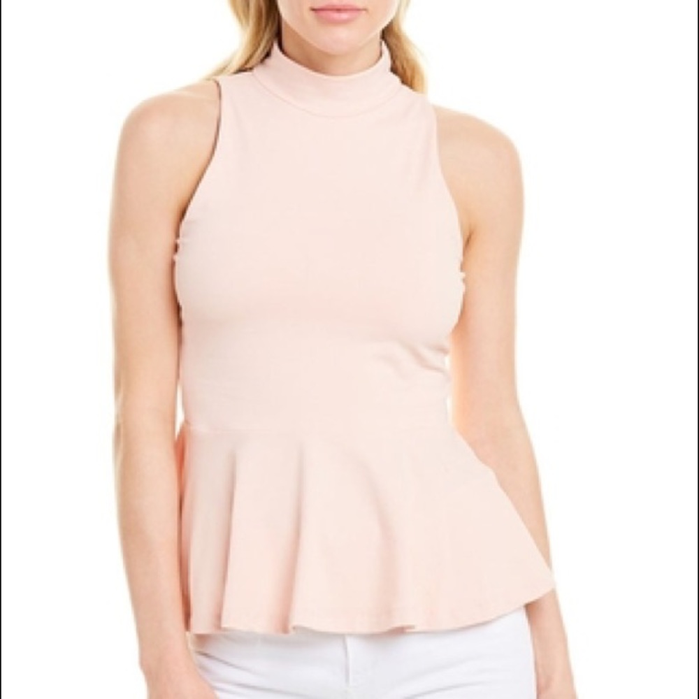 Susana Monaco Sleeveless Peplum Top in Light Pink